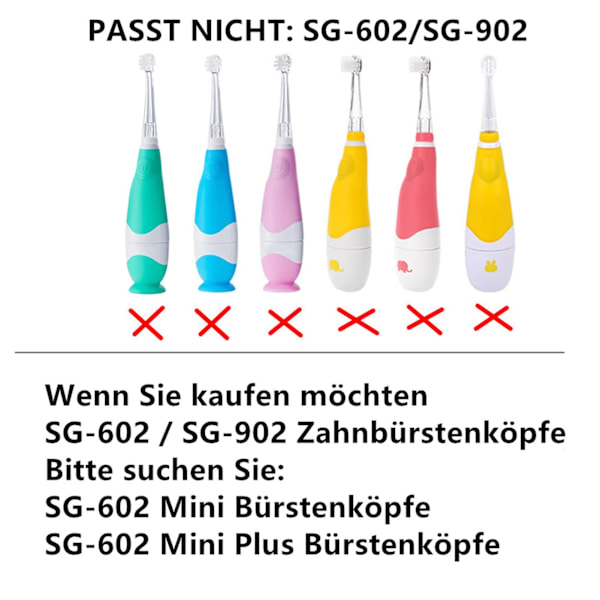 Lasten sähköhammasharjan vaihtoharjat SG513 Yhteensopiva Dada Tech DT-BB1/YUNCHI K3， 4 pehmeää vaihtoharjaa (4 pientä harjapäätä)