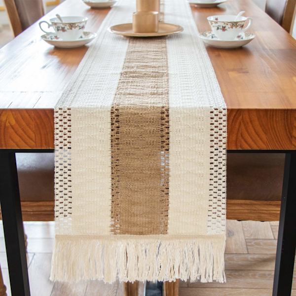 Bordløbere Naturlig Burlap, med Kvaster, 12 x 72 Tommer