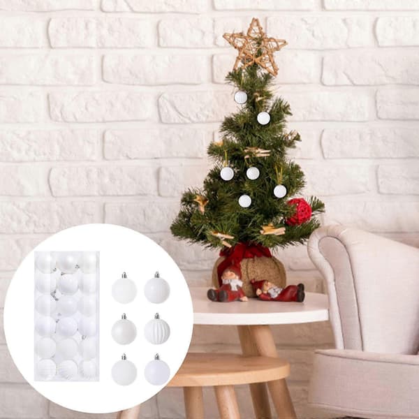 36 stk. Julekule Juletre Pynt Hjemmefest Dekor 3CM White