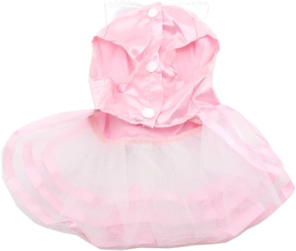 Satin Blommig Husdjur Liten Hund Katt Prinsessklänning Randig, S, Rosa