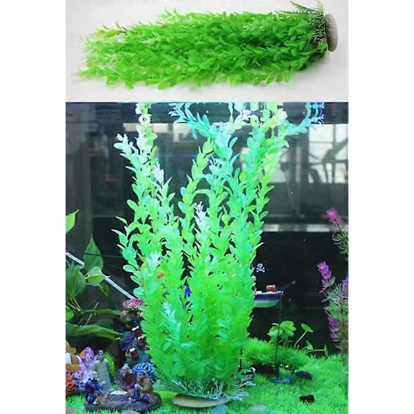Akvarium Konstgjorda Växter, Stora Akvarium Växter Plast Fisktank Dekorationer, 2 Pack 20 tum Hög Plastväxter Kompatibla Green