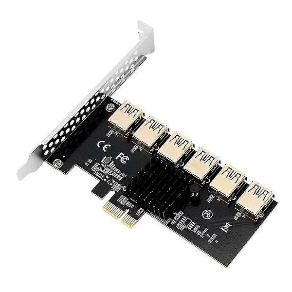 PCI-E Mining Riser-kort Pcie Pci-Express 1x till 16x Adapter 6x Usb3.0 Multiplikator