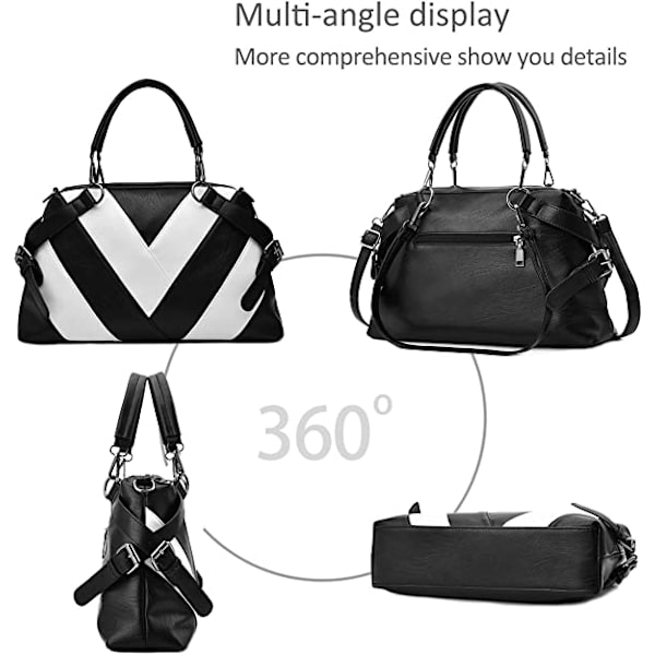 Håndtasker til damer Stor Cross Body Taske (Sort og Hvid)
