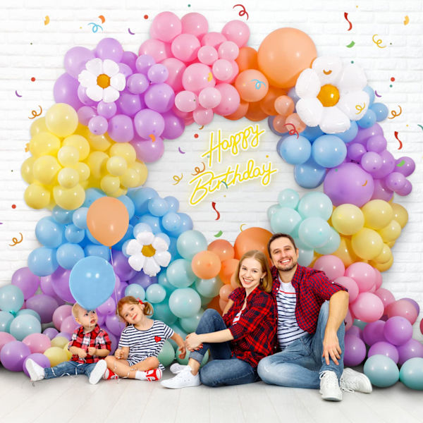 141stk Pastell Ballongbue Sett Macaron Dasiy Ballong Girlander Sett