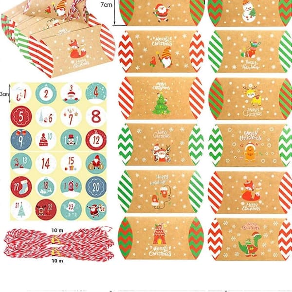 Julklappsförpackning med 24 Delar Julklapp Godislåda Bästa Valet för Julfest Kartongmaterial