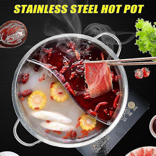 Rostfritt Stål Gryta Hotpot Induktionsspis Gas Spis Kompatibel Gryta Hemkök 32 cm 32cm