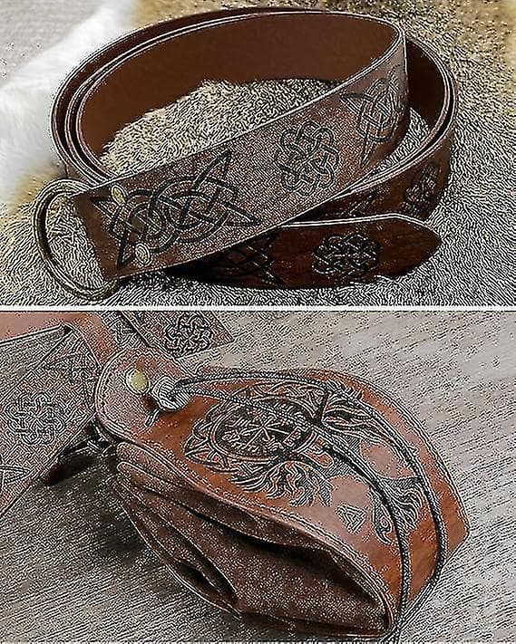 Vikinge stil middelalderbælte med taske til Halloween kostumer black 1