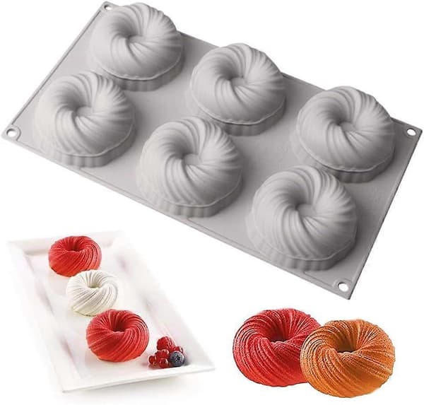 Bageform silikoneform kage, 3D bageforme spiral kage bageform til bagning af dessertmousse