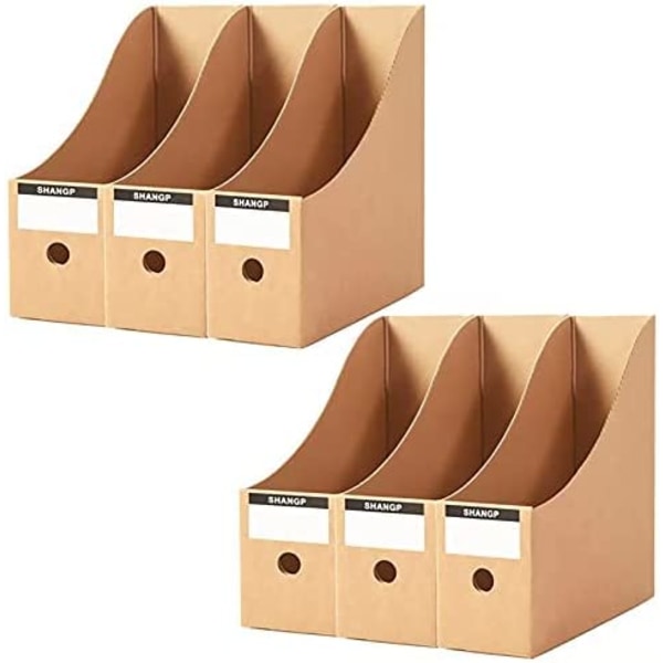 6-pak magasinmappeholder pap kontormappeopbevaring Papirmagasinmappeholder rack dokumentholder til skrivebordsmappemagasinholder