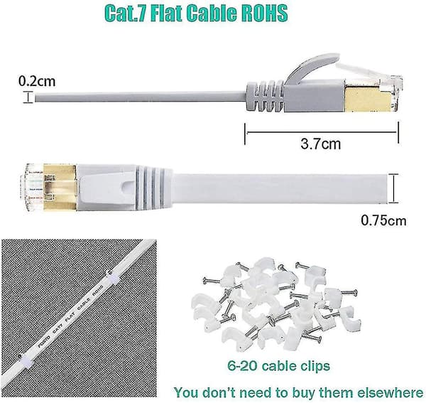 Cat7 Ethernet-kaapeli 30m Kategoria 7 Litteä Rj45 Nopea 10gbps Internet