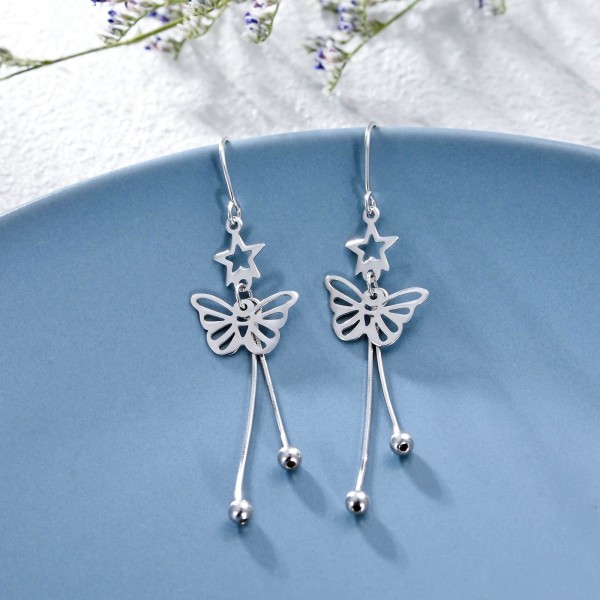 925 Sterling Silver Flower Threader Earrings Flower Hoop Earrings Daisy Dangle Earrings Pull Through Earrings for Women Girls