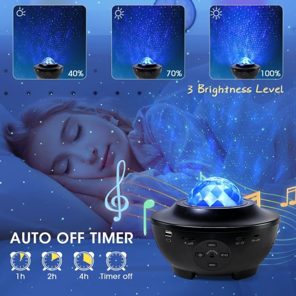 Galakseprojektor Stjerneprojektor med Bluetooth Musikhøjttaler