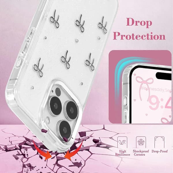 Glitter 3D Söpö Rusetti Puhelinkotelo iPhone 15 Pro Maxille
