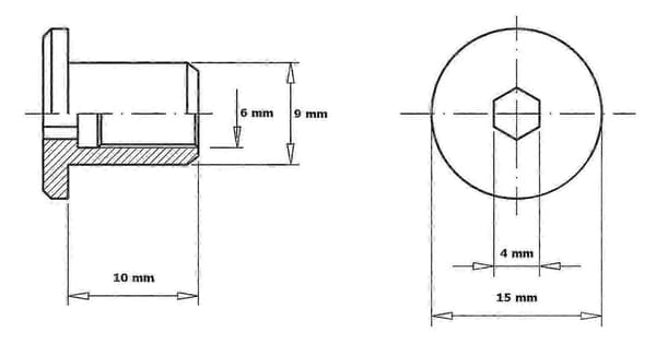 Mutter med flatt hode, sekskantfatning M6 X 15 X 10 mm, 100 stk.
