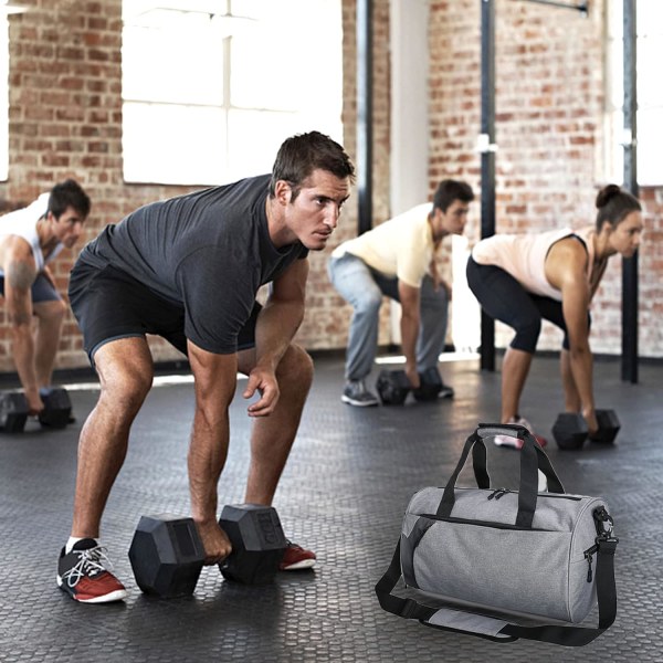 Sport Gym Bag til kvinder og mænd, Gym Duffle Bag med skorum og vandtætte våde lommer, Weekendtaske til overnatning, Fitness grey