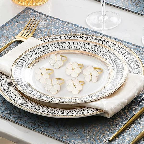 Sæt med 6 blomster servietringe elegante servietholderspænder