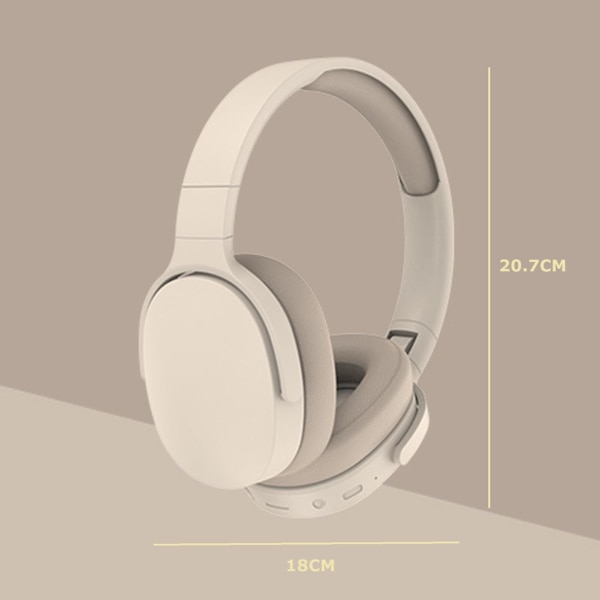 Langattomat Bluetooth-kuulokkeet HiFi Taitettavat Älykkäät Melua Vaimentavat Säädettävät Mikrofonilla, Bluetooth 5.1 Yhteensopiva, Stereo Over-Ear -kuulokkeet (Beige)