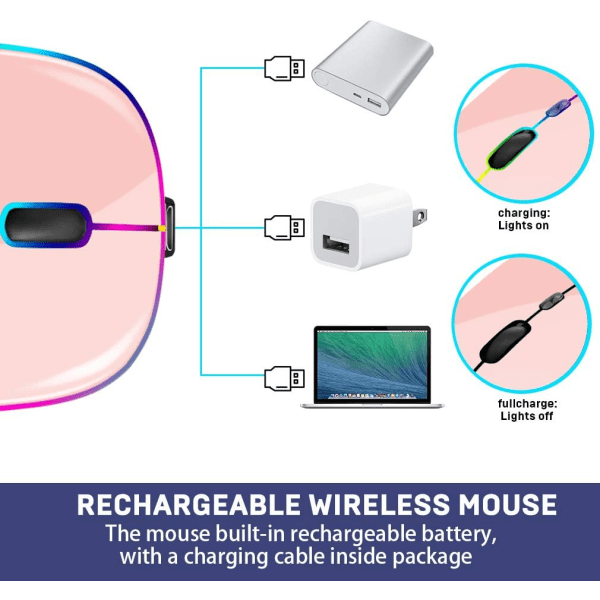 Trådløs Bluetooth-mus, slank mus 2,4G bærbar USB optisk trådløs mus, LED genopladelig dobbelt tilstand (Bluetooth 5.0 og 2,4G trådløs) mus rose gold