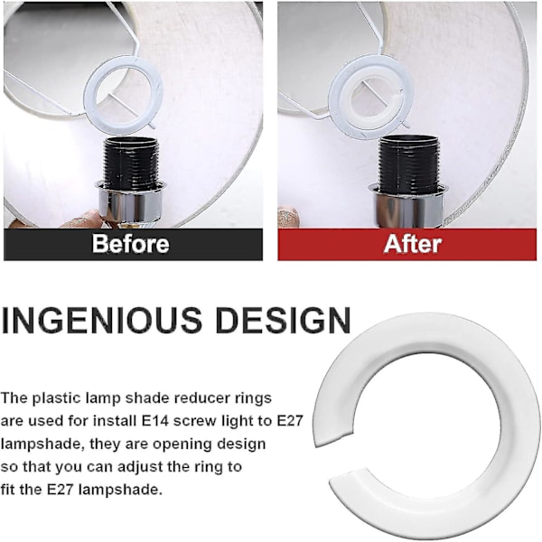 Lampskärm Adapterring E27 Till E14 Lampskärm Adapter Reducer Washer E27 Skruv Lampskärm Konverteringsring-6st