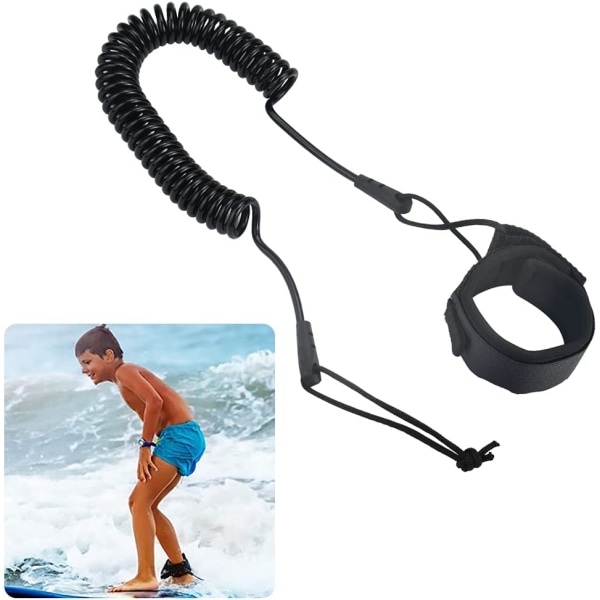 Surfing Leash 5,5mm Justerbar SUP Coiled, Sort