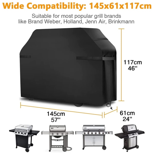 Grillovertræk Vandtæt Grillovertræk Vindtæt, Rivfast Grillovertræk med Remme og Opbevaringspose (145x61x117cm)