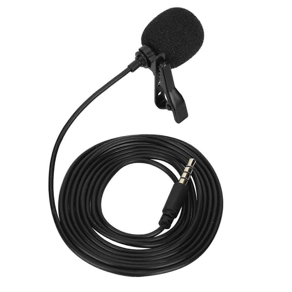 3,5 mm Mini Lavalier Clip-on Mikrofon för Live-sändningsintervju - 1,5 m Längd