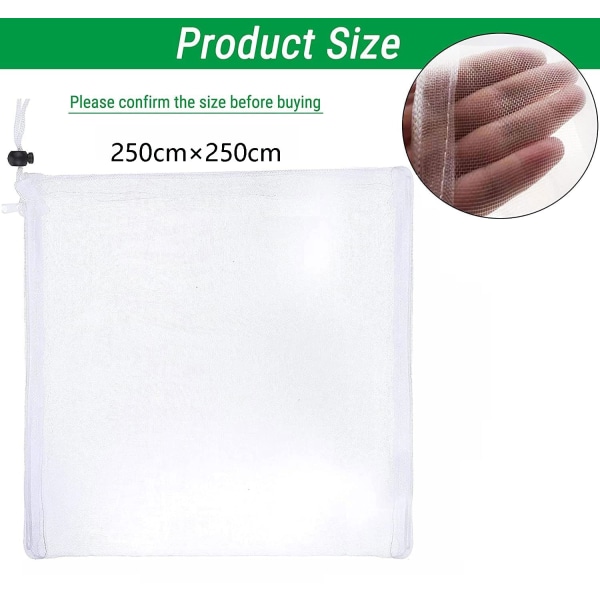 Insektfuglbarriere Netting Mesh med lynlås, Have Bug Netting Planteovertræk til beskyttelse af plantefrugter Blomst fra insektfuglespisning (250 x 250 cm) 250×250cm