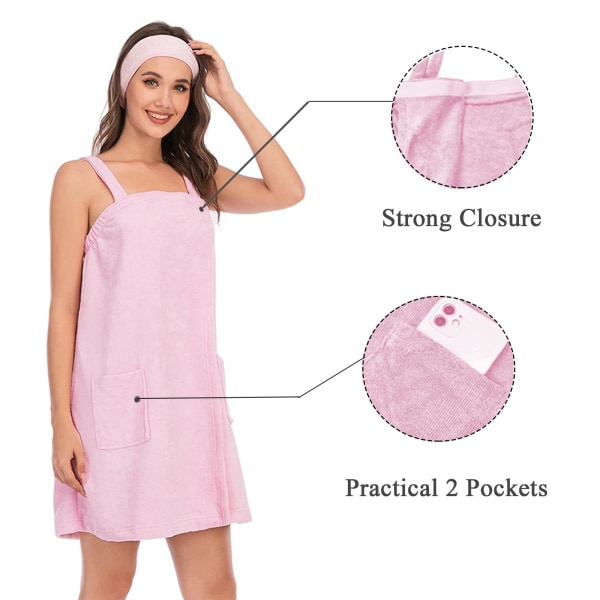 Kvinnor badhandduk för spadusch Justerbart badkar (rosa)
