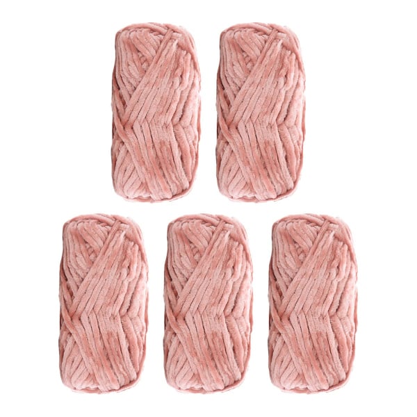 5-pak superblødt chenille fløjlsgarn strikkeuld tykt varmt hæklet strikkegarn til kunststrikkedukke DIY taske sweater 500g, pink pink