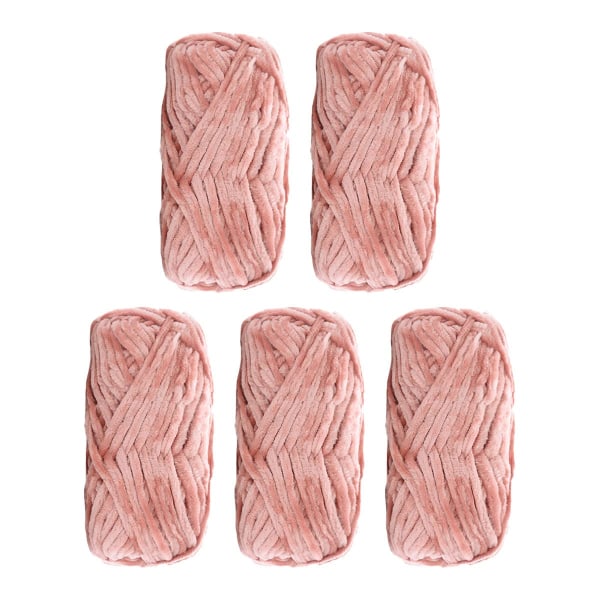 5 Pakke Supermyk Chenille Fløyel Garn Strikkeull Tykt Varmt Hekle Strikkegarn for Kunst Strikke Dukke DIY Veske Genser 500g, rosa pink