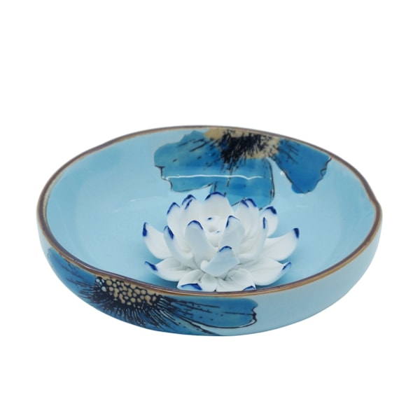 Røgelse Brænder Holder - Blå Porcelæn Håndmalet Askebakke