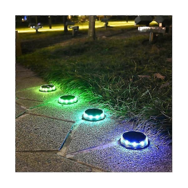 4 stk. Supersterk LED Solar Pathway Light Utendørs Auto Hage Lys Vanntett Bakkelampe for Hage