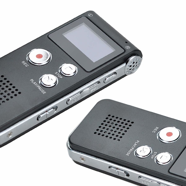 Bærbar digital stemmeoptager lydoptager diktafon LCD-optager MP3-afspiller-8GB (sort)