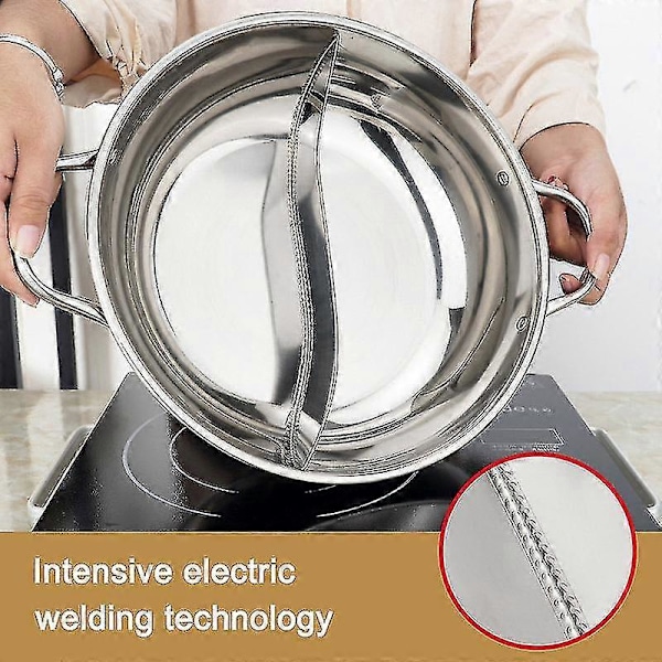 Rostfritt Stål Gryta Hotpot Induktionsspis Gas Spis Kompatibel Gryta Hemkök 32 cm 32cm