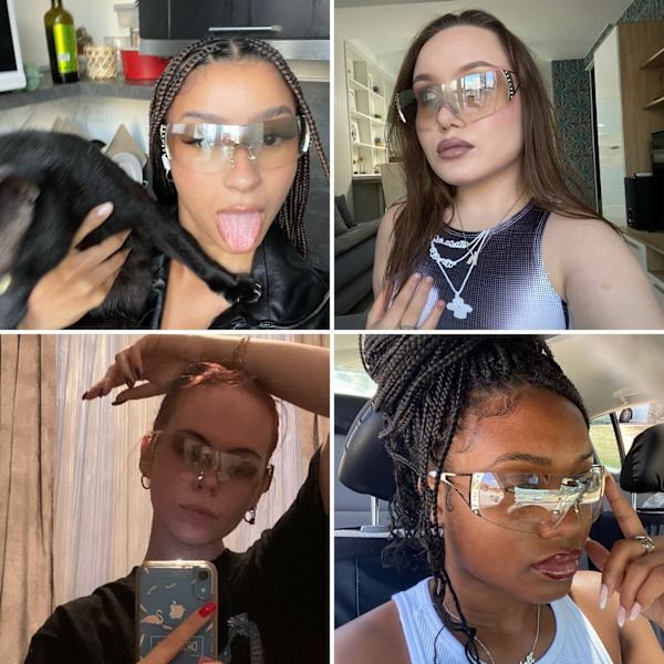 Trendy Rimless Y2K Wraparound Solbriller - til kvinder og mænd, stilfulde rammeløse overdimensionerede wraparound briller til cykling, sport, shopping og udendørs