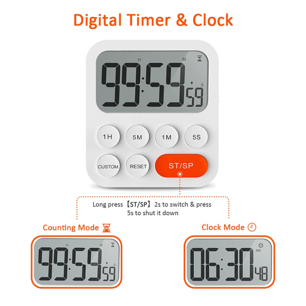 Køkken Timer Digital Madlavningstimer Magnetisk Nedtællingstimer