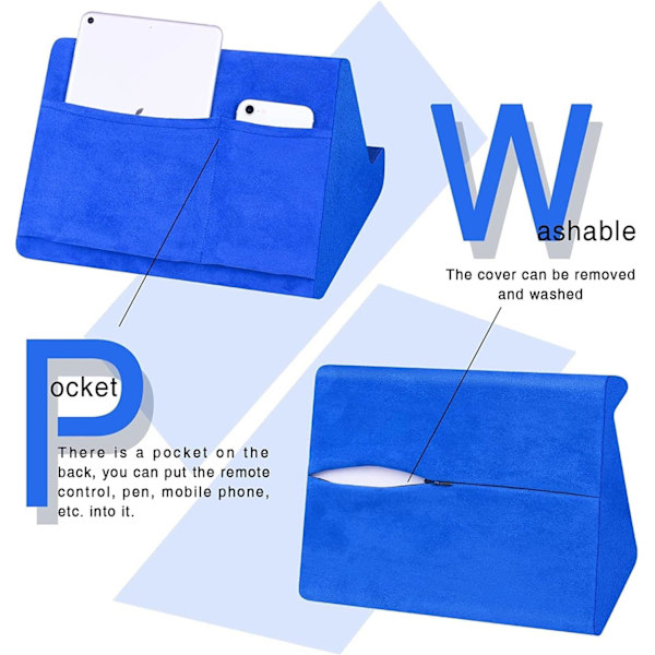 Pehmeä Tablet-telinetyyny taskulla, Tablet-tyynyteline, säädettävä 3 katselukulmaa, Lazy Holder -teline sängylle sohvalle, yhteensopiva iPad-tablettien kanssa blue