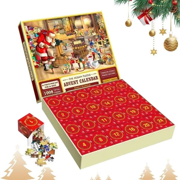 Pussel Adventskalender 2025, 1008 pusselbitar 24 dagar Leksaksaffär Pussel