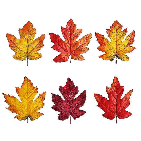 60 Stycken Simulation Lönnlöv Ornament Höstlöv Thanksgiving Dekoration (Slumpmässig Stil)