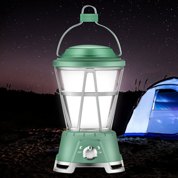 LED campinglykta, campinglampa lampor USB uppladdningsbar grön