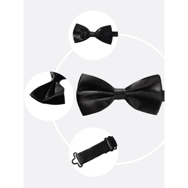 Forbundne mænds sløjfebånd Tux butterfly Justerbar formel halssløjfe til fester (sort, 1 stk)