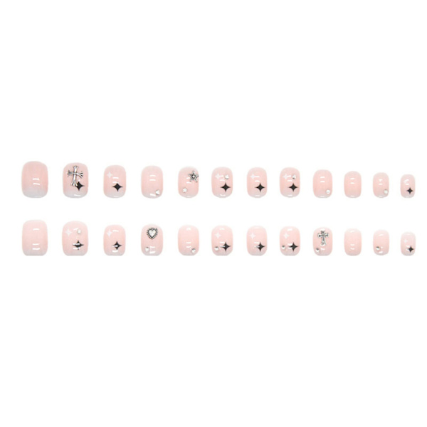 24 stk. Hjerte Firkantede Falske Negle, Gradient Nude Franske Negle