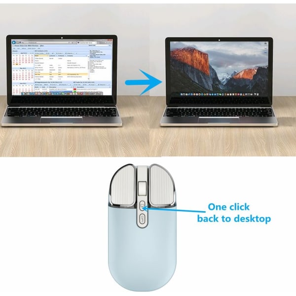 Trådløs mus, 2.4G oppladbar stille slank datamus med USB-mottaker 3 DPI, Tilbake til skrivebords-knapp for PC bærbar datamaskin stasjonær C