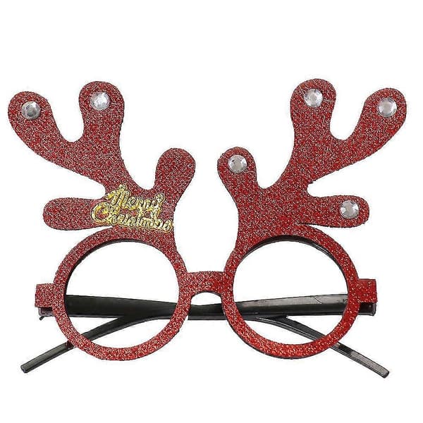 4 stk. Julebriller Juledekorasjon Festutstyr-MXBC Round frame red with diamond