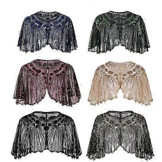 Sequin Art Deco Aftonkappa Dam Sjal Bröllopsfest Sjal