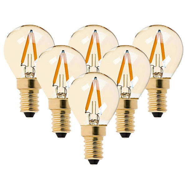 G40 LED Filament Mini Globe Ljuskälla 1W Ultra Varm Vit 2200K Liten Edison Skruv E14 SES 12-24V Candelabra Lampor Icke Dimbara, 6-pack