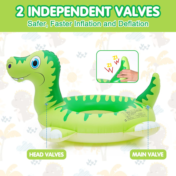 Pool Inflatables för barn, dinosaurie gummiring pool flyter simbassäng leksaker för barn, dinosaurie simring med ljud svansar för pojkar flickor