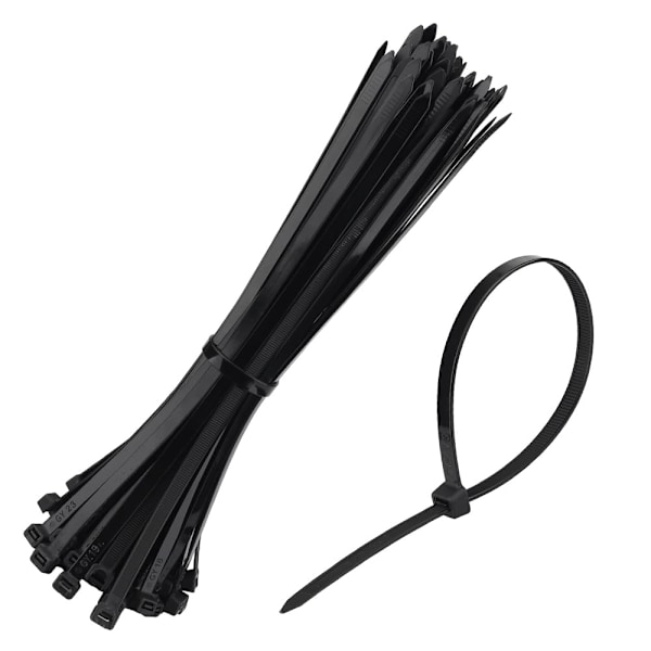 100 kpl Roots-kaapelisiteitä, 300 mm x 7,6 mm, Serflex musta, 300 mm muoviset kaapelisiteet, ammattikäyttöön tarkoitetut kaapelisiteet, sopivat kaapeliteollisuudelle (musta)