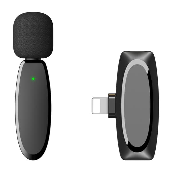Trådløs lavaliermikrofon, trådløs mikrofon for iPhone iPad, Plug-Play reversklipsmikrofon, 2,4 GHz støyreduserende