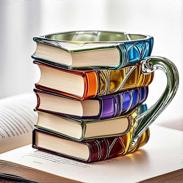 Målad Bokmugg, 2025 Nyhet 3D Målade Böcker Kaffemugg, Samlargåvor för Litteraturälskare, Lägg Till en Underbar Litterär Touch VV08289 B